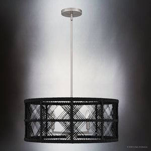 Urban Ambiance - Pendant - UQL5992 Bohemian Indoor Pendant, 10.50''H x 22.00''W x 22.00''Dep, Antique Nickel Finish, Rosemead Collection - 