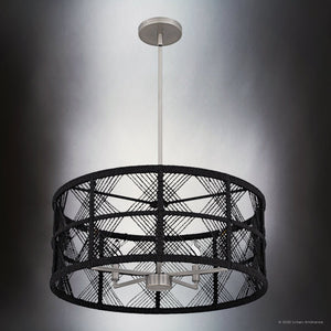 Urban Ambiance - Pendant - UQL5992 Bohemian Indoor Pendant, 10.50''H x 22.00''W x 22.00''Dep, Antique Nickel Finish, Rosemead Collection - 