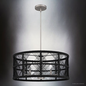 Urban Ambiance - Pendant - UQL5992 Bohemian Indoor Pendant, 10.50''H x 22.00''W x 22.00''Dep, Antique Nickel Finish, Rosemead Collection - 
