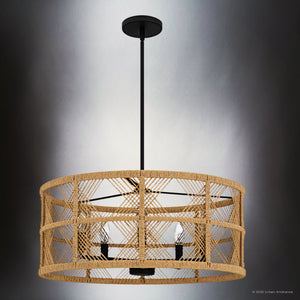 Urban Ambiance - Pendant - UQL5993 Bohemian Indoor Pendant, 10.50''H x 22.00''W x 22.00''Dep, Matte Black Finish, Rosemead Collection - 