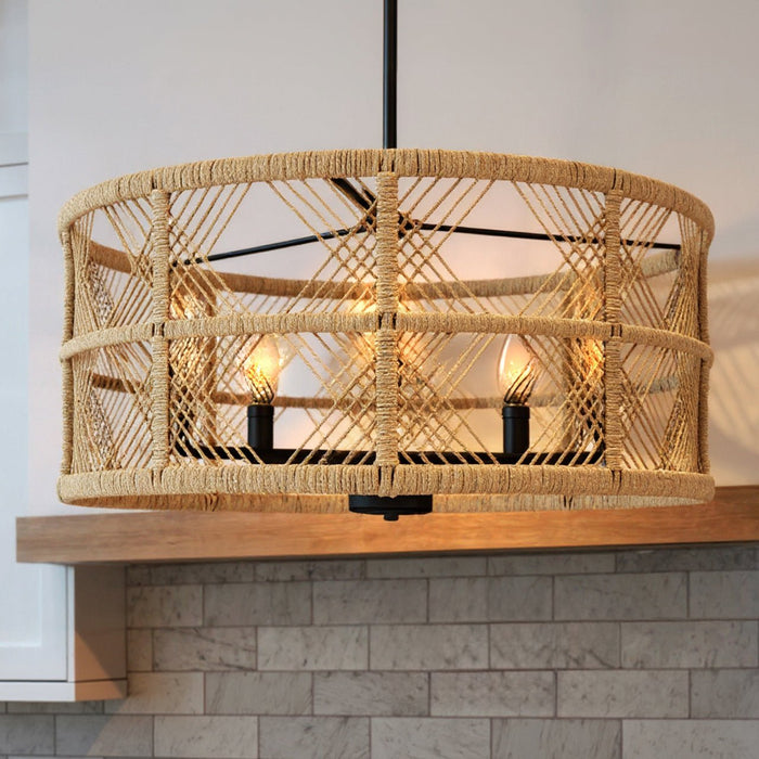 UQL5993 Bohemian Indoor Pendant, 10.50''H x 22.00''W x 22.00''Dep, Matte Black Finish, Rosemead Collection