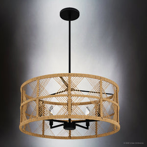 Urban Ambiance - Pendant - UQL5993 Bohemian Indoor Pendant, 10.50''H x 22.00''W x 22.00''Dep, Matte Black Finish, Rosemead Collection - 