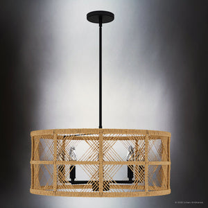 Urban Ambiance - Pendant - UQL5993 Bohemian Indoor Pendant, 10.50''H x 22.00''W x 22.00''Dep, Matte Black Finish, Rosemead Collection - 