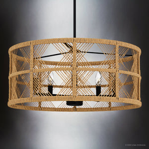 Urban Ambiance - Pendant - UQL5993 Bohemian Indoor Pendant, 10.50''H x 22.00''W x 22.00''Dep, Matte Black Finish, Rosemead Collection - 