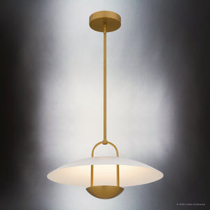 Urban Ambiance - Pendant - UQL6002 Urban Loft Indoor Pendant, 9.75''H x 18.00''W x 18.00''Dep, Brushed Gold Finish, Lehi Collection - 