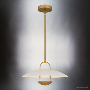 Urban Ambiance - Pendant - UQL6002 Urban Loft Indoor Pendant, 9.75''H x 18.00''W x 18.00''Dep, Brushed Gold Finish, Lehi Collection - 