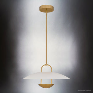 Urban Ambiance - Pendant - UQL6002 Urban Loft Indoor Pendant, 9.75''H x 18.00''W x 18.00''Dep, Brushed Gold Finish, Lehi Collection - 