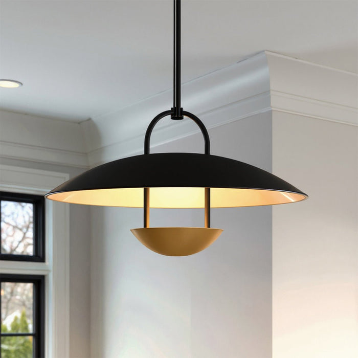 UQL6003 Urban Loft Indoor Pendant, 9.75''H x 18.00''W x 18.00''Dep, Matte Black Finish, Lehi Collection