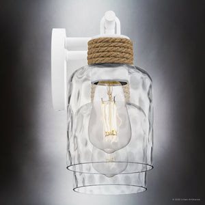 Urban Ambiance - Bath Light - UQL6010 Natural Indoor Bath Light, 9.25''H x 14.50''W x 5.75''Dep, Matte White Finish, Lancaster Collection - 