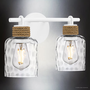 Urban Ambiance - Bath Light - UQL6010 Natural Indoor Bath Light, 9.25''H x 14.50''W x 5.75''Dep, Matte White Finish, Lancaster Collection - 