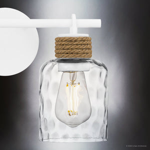 Urban Ambiance - Bath Light - UQL6010 Natural Indoor Bath Light, 9.25''H x 14.50''W x 5.75''Dep, Matte White Finish, Lancaster Collection - 