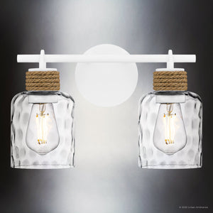 Urban Ambiance - Bath Light - UQL6010 Natural Indoor Bath Light, 9.25''H x 14.50''W x 5.75''Dep, Matte White Finish, Lancaster Collection - 
