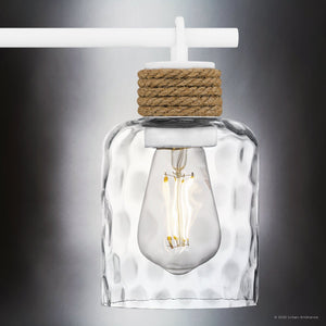 Urban Ambiance - Bath Light - UQL6011 Natural Indoor Bath Light, 9.25''H x 24.00''W x 5.75''Dep, Matte White Finish, Lancaster Collection - 