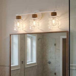 Urban Ambiance - Bath Light - UQL6011 Natural Indoor Bath Light, 9.25''H x 24.00''W x 5.75''Dep, Matte White Finish, Lancaster Collection - 