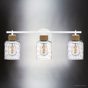 Urban Ambiance - Bath Light - UQL6011 Natural Indoor Bath Light, 9.25''H x 24.00''W x 5.75''Dep, Matte White Finish, Lancaster Collection - 