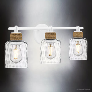 Urban Ambiance - Bath Light - UQL6011 Natural Indoor Bath Light, 9.25''H x 24.00''W x 5.75''Dep, Matte White Finish, Lancaster Collection - 