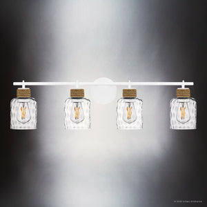 Urban Ambiance - Bath Light - UQL6012 Natural Indoor Bath Light, 9.25''H x 33.75''W x 5.75''Dep, Matte White Finish, Lancaster Collection - 