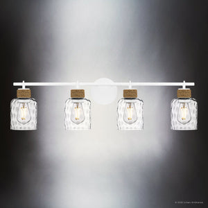 Urban Ambiance - Bath Light - UQL6012 Natural Indoor Bath Light, 9.25''H x 33.75''W x 5.75''Dep, Matte White Finish, Lancaster Collection - 
