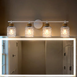 Urban Ambiance - Bath Light - UQL6012 Natural Indoor Bath Light, 9.25''H x 33.75''W x 5.75''Dep, Matte White Finish, Lancaster Collection - 