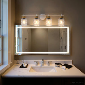 Urban Ambiance - Bath Light - UQL6012 Natural Indoor Bath Light, 9.25''H x 33.75''W x 5.75''Dep, Matte White Finish, Lancaster Collection - 