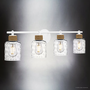 Urban Ambiance - Bath Light - UQL6012 Natural Indoor Bath Light, 9.25''H x 33.75''W x 5.75''Dep, Matte White Finish, Lancaster Collection - 