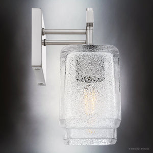 Urban Ambiance - Bath Light - UQL6020 Contemporary Indoor Bath Light, 9.25''H x 13.50''W x 6.75''Dep, Brushed Nickel Finish, Novato Collection - 