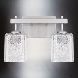 Urban Ambiance - Bath Light - UQL6020 Contemporary Indoor Bath Light, 9.25''H x 13.50''W x 6.75''Dep, Brushed Nickel Finish, Novato Collection - 