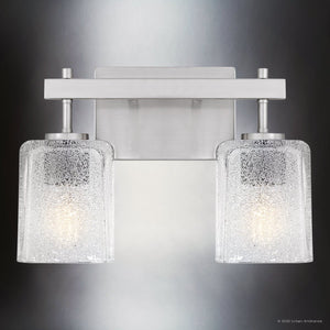 Urban Ambiance - Bath Light - UQL6020 Contemporary Indoor Bath Light, 9.25''H x 13.50''W x 6.75''Dep, Brushed Nickel Finish, Novato Collection - 