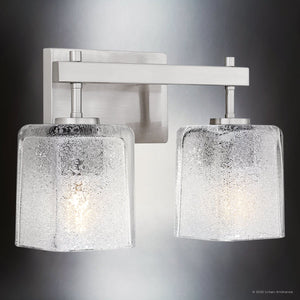 Urban Ambiance - Bath Light - UQL6020 Contemporary Indoor Bath Light, 9.25''H x 13.50''W x 6.75''Dep, Brushed Nickel Finish, Novato Collection - 