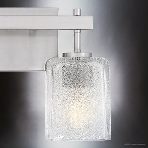 Urban Ambiance - Bath Light - UQL6020 Contemporary Indoor Bath Light, 9.25''H x 13.50''W x 6.75''Dep, Brushed Nickel Finish, Novato Collection - 