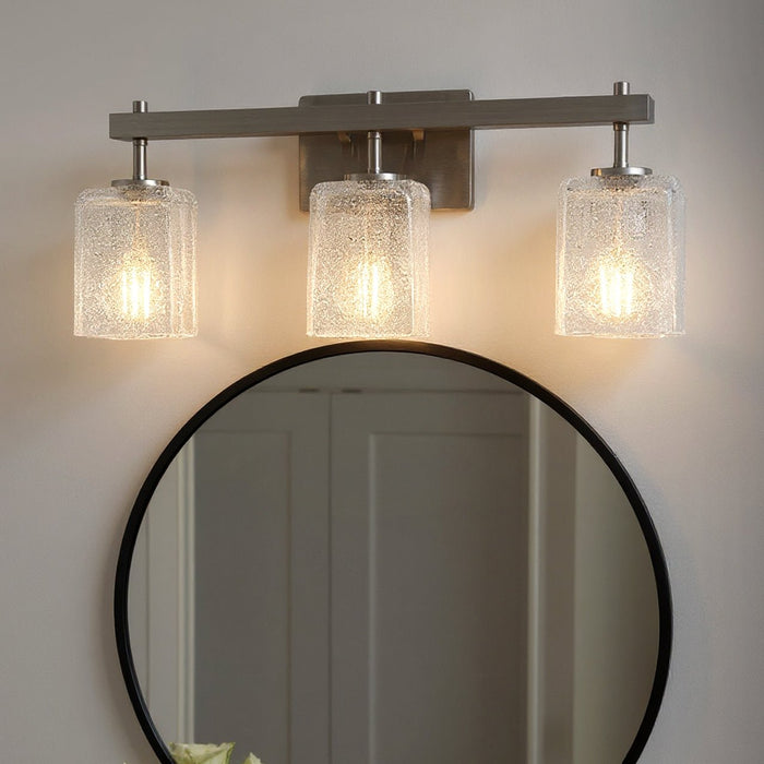 UQL6022 Contemporary Indoor Bath Light, 9.25''H x 22.50''W x 6.75''Dep, Brushed Nickel Finish, Novato Collection