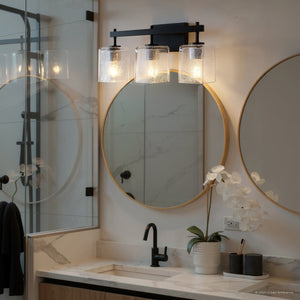 Urban Ambiance - Bath Light - UQL6023 Contemporary Indoor Bath Light, 9.25''H x 22.50''W x 6.75''Dep, Matte Black Finish, Novato Collection - 