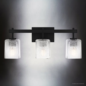 Urban Ambiance - Bath Light - UQL6023 Contemporary Indoor Bath Light, 9.25''H x 22.50''W x 6.75''Dep, Matte Black Finish, Novato Collection - 