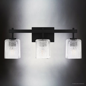 Urban Ambiance - Bath Light - UQL6023 Contemporary Indoor Bath Light, 9.25''H x 22.50''W x 6.75''Dep, Matte Black Finish, Novato Collection - 