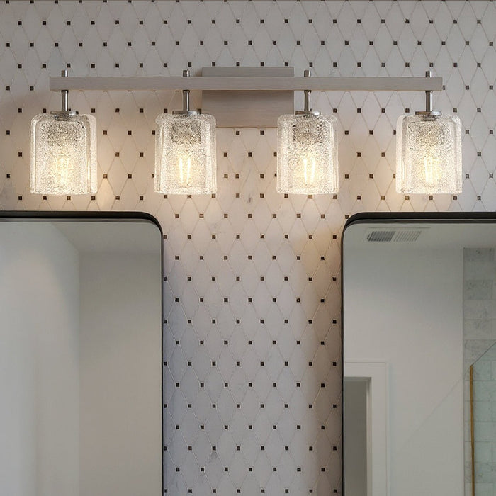 UQL6024 Contemporary Indoor Bath Light, 9.25''H x 31.50''W x 6.75''Dep, Brushed Nickel Finish, Novato Collection