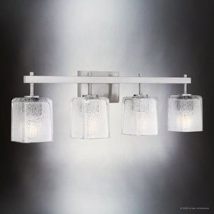 Urban Ambiance - Bath Light - UQL6024 Contemporary Indoor Bath Light, 9.25''H x 31.50''W x 6.75''Dep, Brushed Nickel Finish, Novato Collection - 