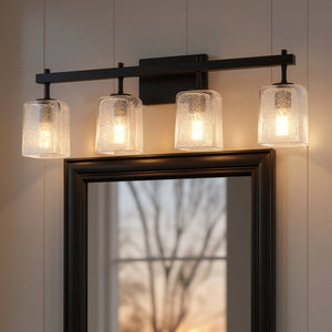 Urban Ambiance - Bath Light - UQL6025 Contemporary Indoor Bath Light, 9.25''H x 31.50''W x 6.75''Dep, Matte Black Finish, Novato Collection - 