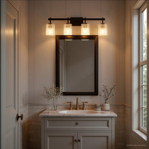 Urban Ambiance - Bath Light - UQL6025 Contemporary Indoor Bath Light, 9.25''H x 31.50''W x 6.75''Dep, Matte Black Finish, Novato Collection - 