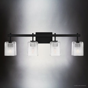 Urban Ambiance - Bath Light - UQL6025 Contemporary Indoor Bath Light, 9.25''H x 31.50''W x 6.75''Dep, Matte Black Finish, Novato Collection - 