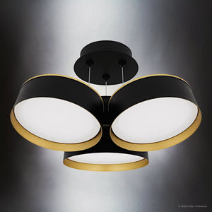 Urban Ambiance - Ceiling Light - UQL6030 Modern Indoor Ceiling Light, 10.00''H x 19.00''W x 19.00''Dep, Matte Black Finish, Elyria Collection - 