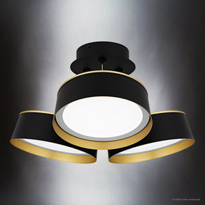 Urban Ambiance - Ceiling Light - UQL6030 Modern Indoor Ceiling Light, 10.00''H x 19.00''W x 19.00''Dep, Matte Black Finish, Elyria Collection - 