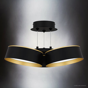 Urban Ambiance - Ceiling Light - UQL6030 Modern Indoor Ceiling Light, 10.00''H x 19.00''W x 19.00''Dep, Matte Black Finish, Elyria Collection - 
