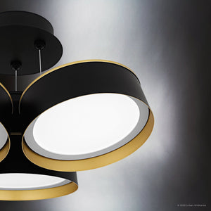 Urban Ambiance - Ceiling Light - UQL6030 Modern Indoor Ceiling Light, 10.00''H x 19.00''W x 19.00''Dep, Matte Black Finish, Elyria Collection - 