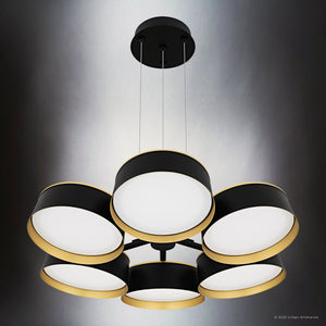 Urban Ambiance - Chandelier - UQL6031 Modern Indoor Chandelier, 4.50''H x 26.00''W x 26.00''Dep, Matte Black Finish, Elyria Collection - 