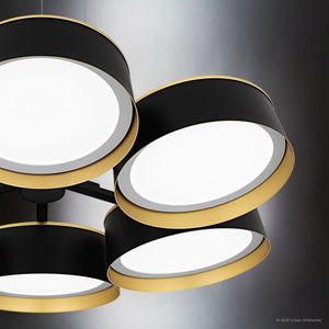 Urban Ambiance - Chandelier - UQL6031 Modern Indoor Chandelier, 4.50''H x 26.00''W x 26.00''Dep, Matte Black Finish, Elyria Collection - 
