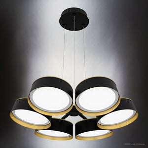 Urban Ambiance - Chandelier - UQL6031 Modern Indoor Chandelier, 4.50''H x 26.00''W x 26.00''Dep, Matte Black Finish, Elyria Collection - 
