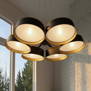 Urban Ambiance - Chandelier - UQL6031 Modern Indoor Chandelier, 4.50''H x 26.00''W x 26.00''Dep, Matte Black Finish, Elyria Collection - 