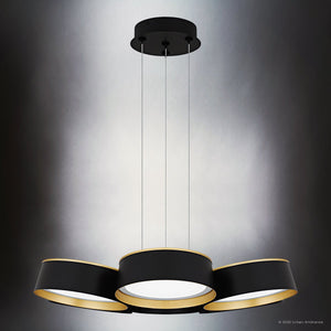 Urban Ambiance - Chandelier - UQL6031 Modern Indoor Chandelier, 4.50''H x 26.00''W x 26.00''Dep, Matte Black Finish, Elyria Collection - 