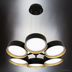 Urban Ambiance - Chandelier - UQL6031 Modern Indoor Chandelier, 4.50''H x 26.00''W x 26.00''Dep, Matte Black Finish, Elyria Collection - 