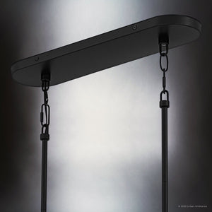 Urban Ambiance - Chandelier - UQL6041 New Traditional Indoor Chandelier, 9.25''H x 43.00''W x 13.50''Dep, Matte Black Finish, Revere Collection - 